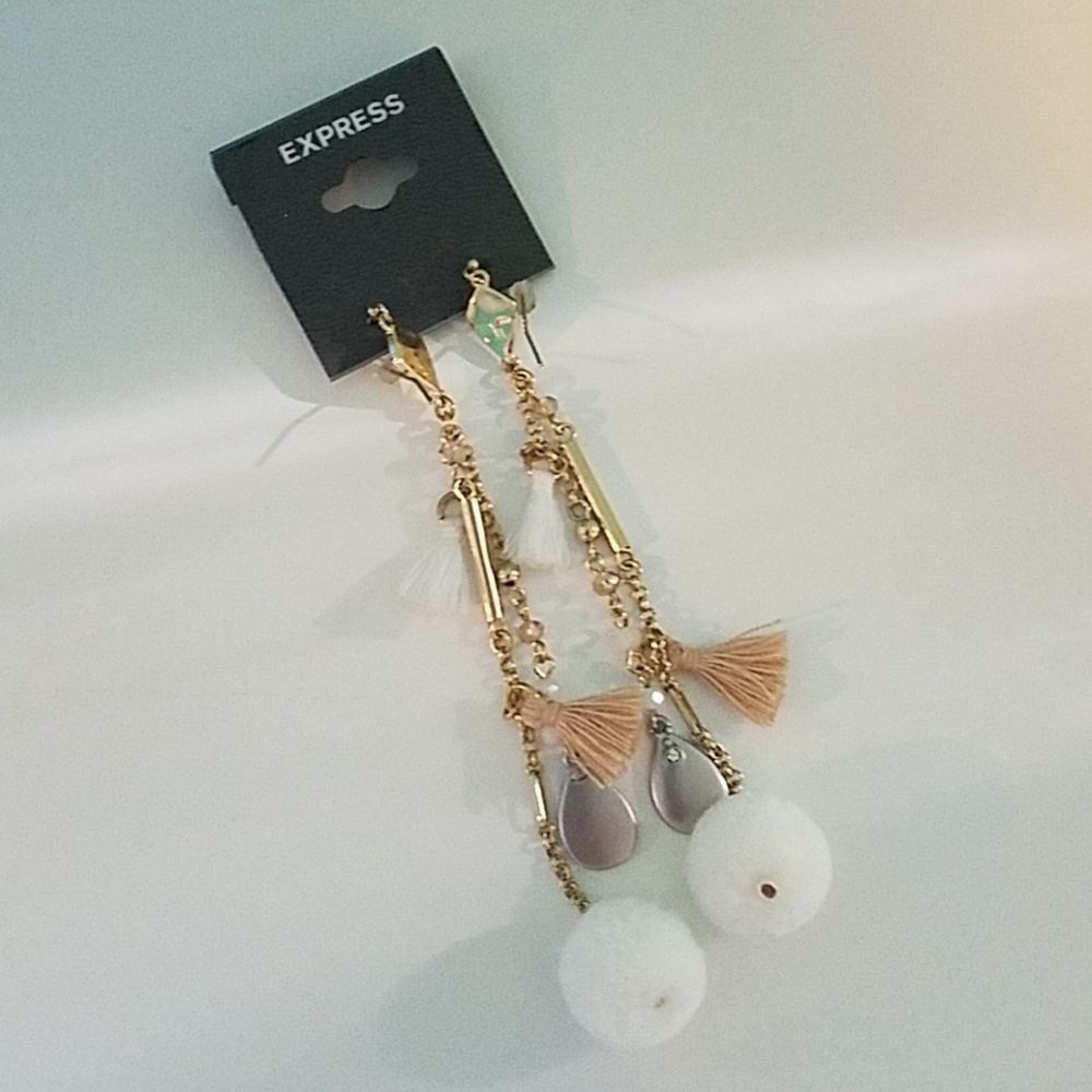 NWT Express Pom Pom & Tassel Shoulder Duster